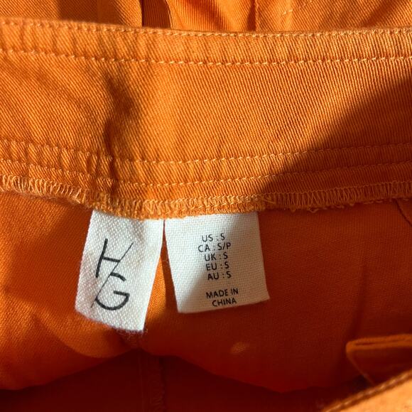 H/G By Collection Pants Womens Small Orange Cotton Trousers Buttons Vacation - Picture 6 of 10